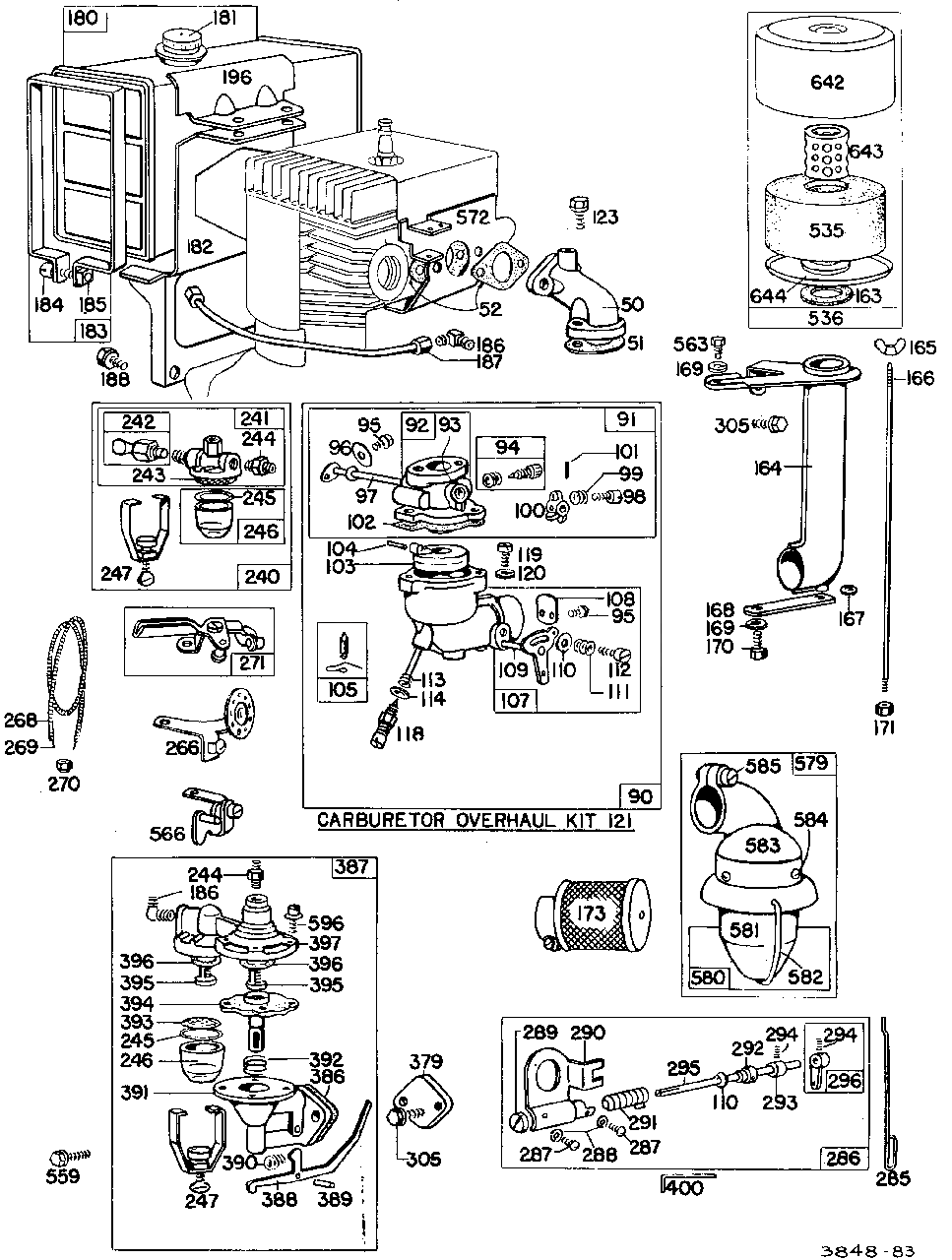 Carb Assembly Fuel Tank, A/C Diagram and Parts List for 231431-0178-XX  Briggs and Stratton Engine